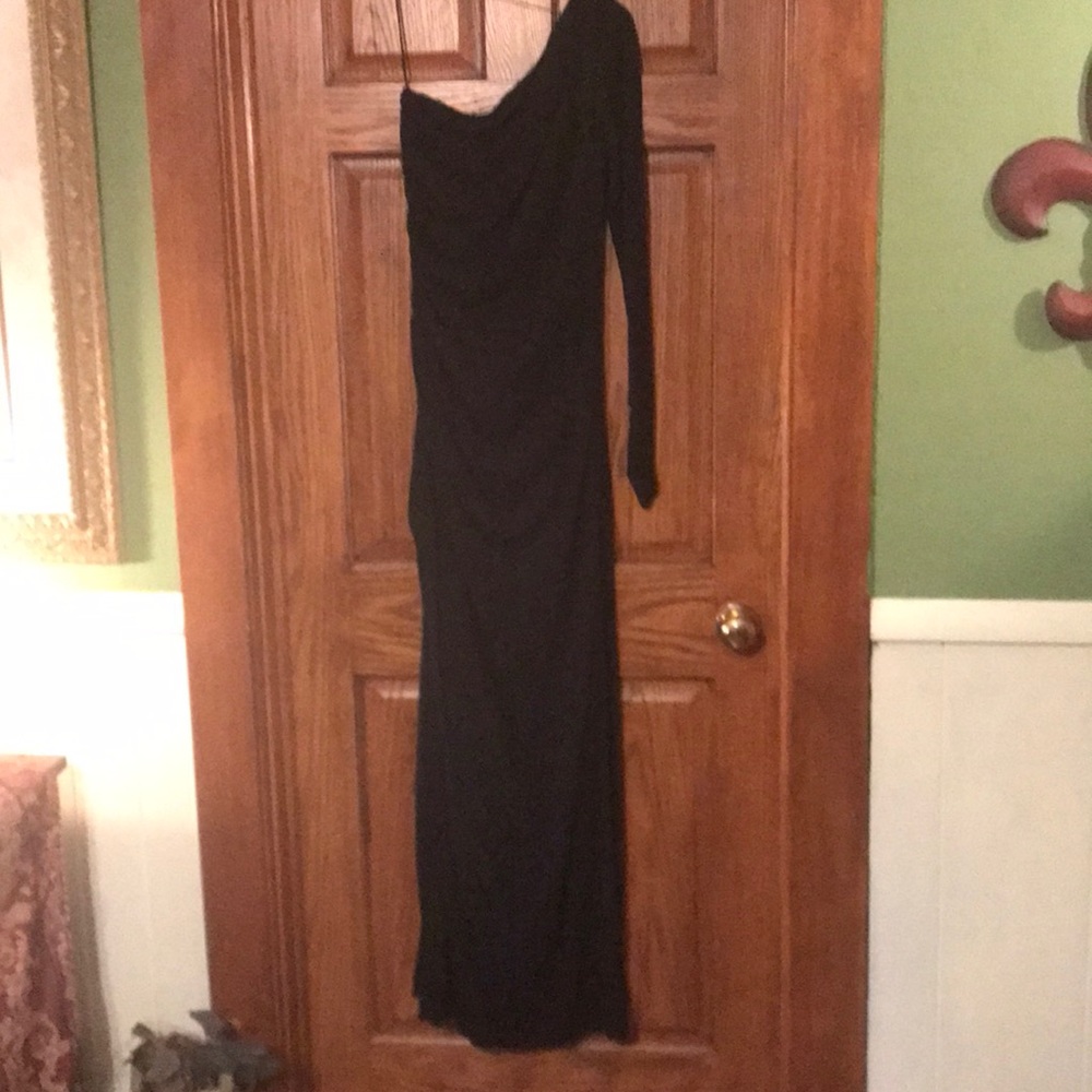 Halston One sleeve dress